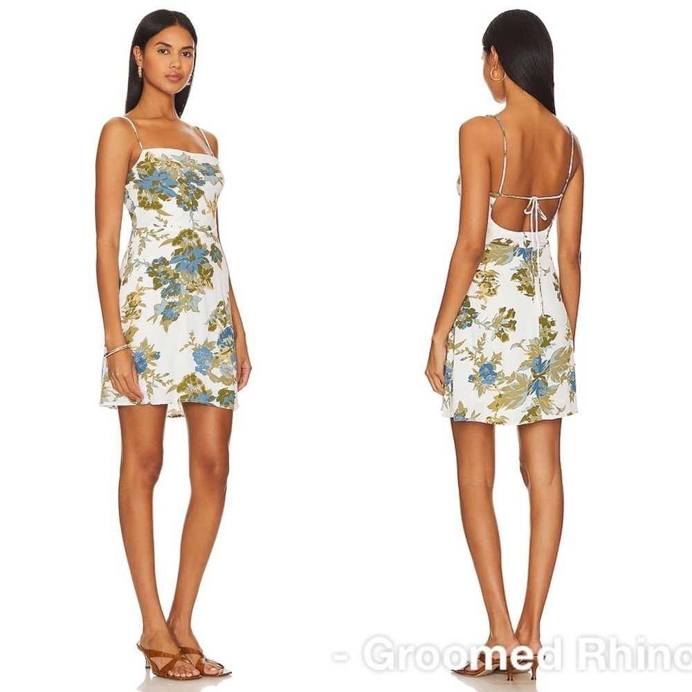 Faithful The Brand Murano Mini Dress In Ivory Escala Print Size 10